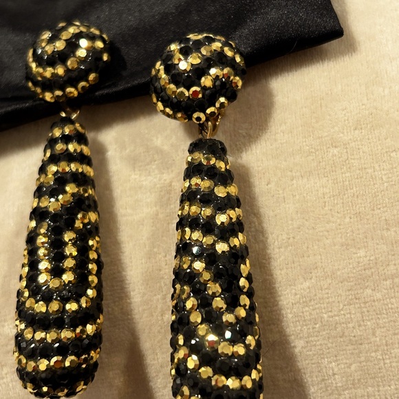 Vintage Bellini Gold/Black Runway Glitz Crystal Teardrop - New Designer - Picture 6 of 16